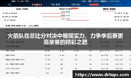 火箭队在总比分对决中展现实力，力争季后赛更高荣誉的精彩之路